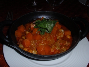Main 3: Cod tagine with spiced chick peas, carrot and coriander